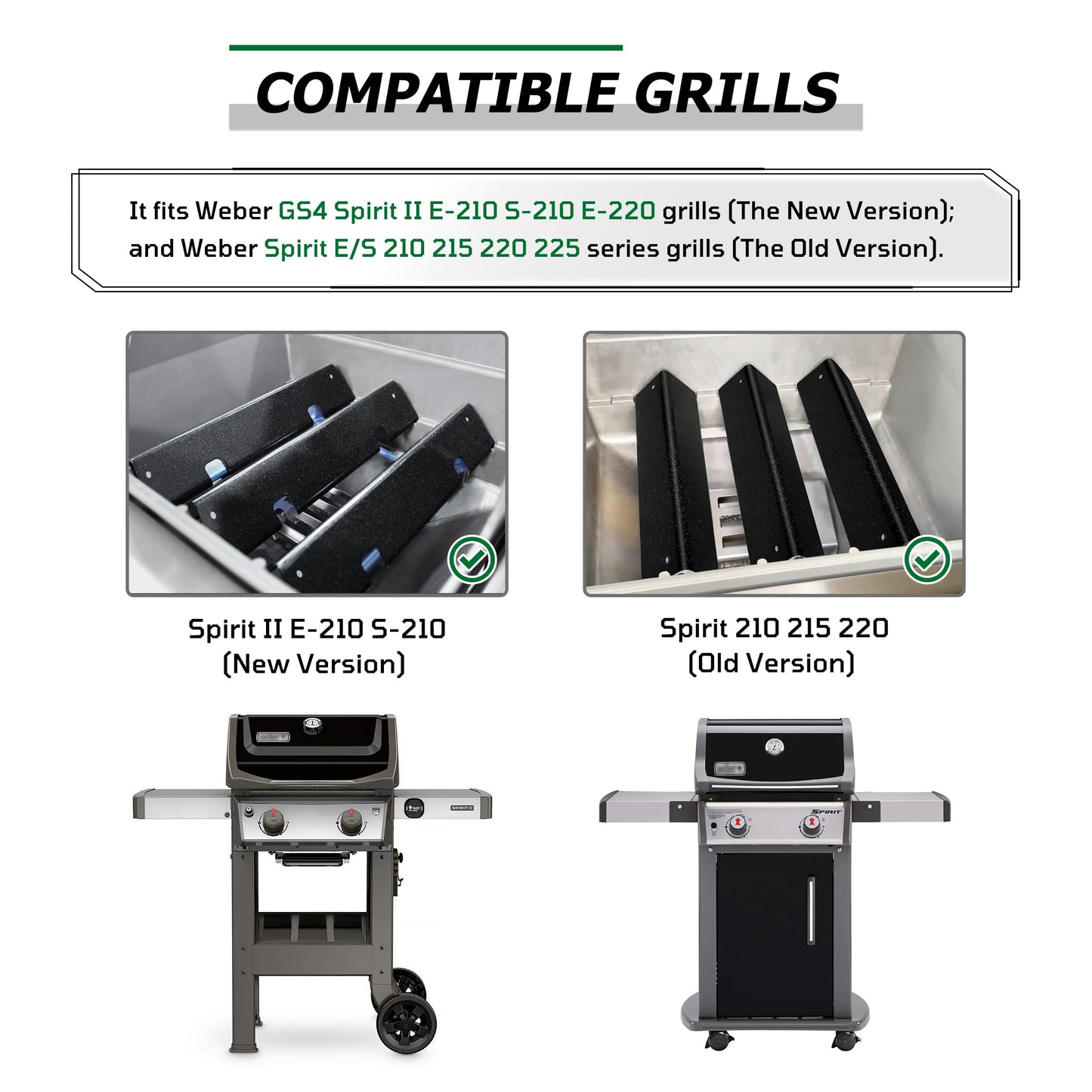 7635 67045 Upgraded 15.3” Flavorizer Bars for Weber GS4 Spirit II E-210 & Spirit E-210 E-220 S-210 Grill Parts, Spirit 200 Series Part, 16GA True Porcelain Enameled Flavor Bars, 3 Pack, Starry Surface