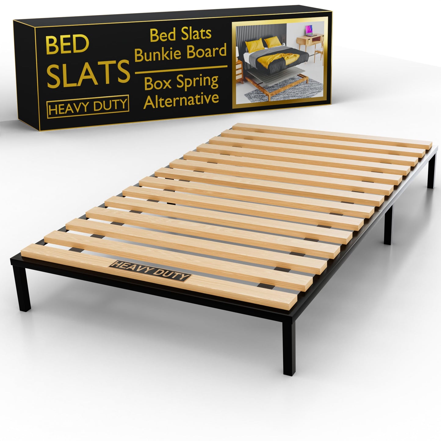 Treaton, 0.68-Inch Heavy Duty Horizontal Wooden Bunkie Board/Bed Slats, 78" x 60.5", Beige