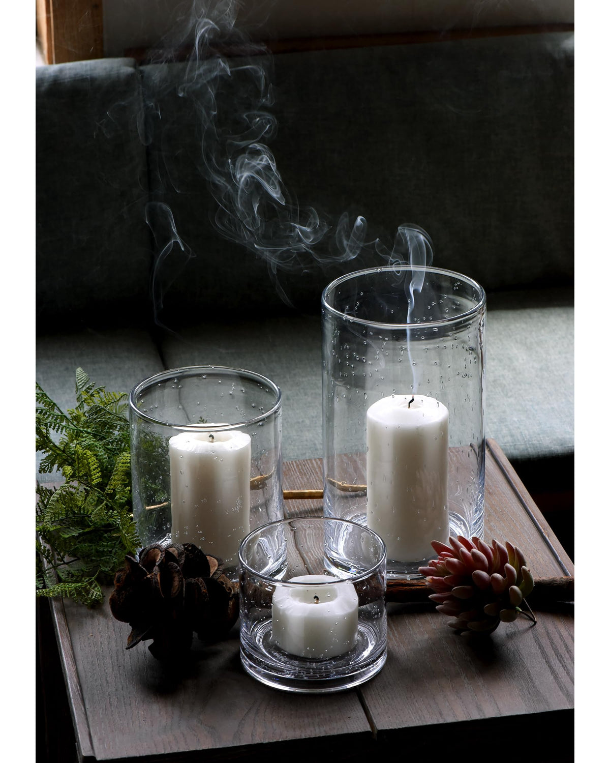 ARIAMOTION Hurricane Candle Holders Glass Cylinders Set of 3 (10" 7" 4")