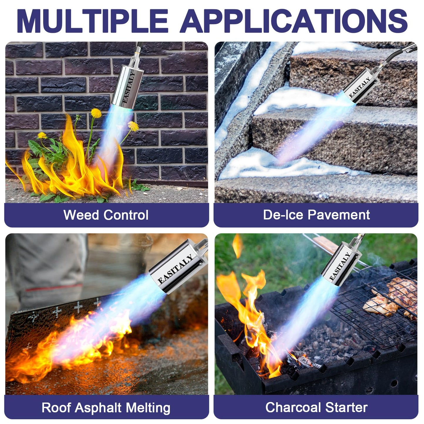 Propane Torch Weed Burner Kit with 12.5FT Hose, Heavy Duty Blow Torch Flamethrower with Long/Short Mode for Flame Weeding, Roofing, Road Marking and BBQ(35")