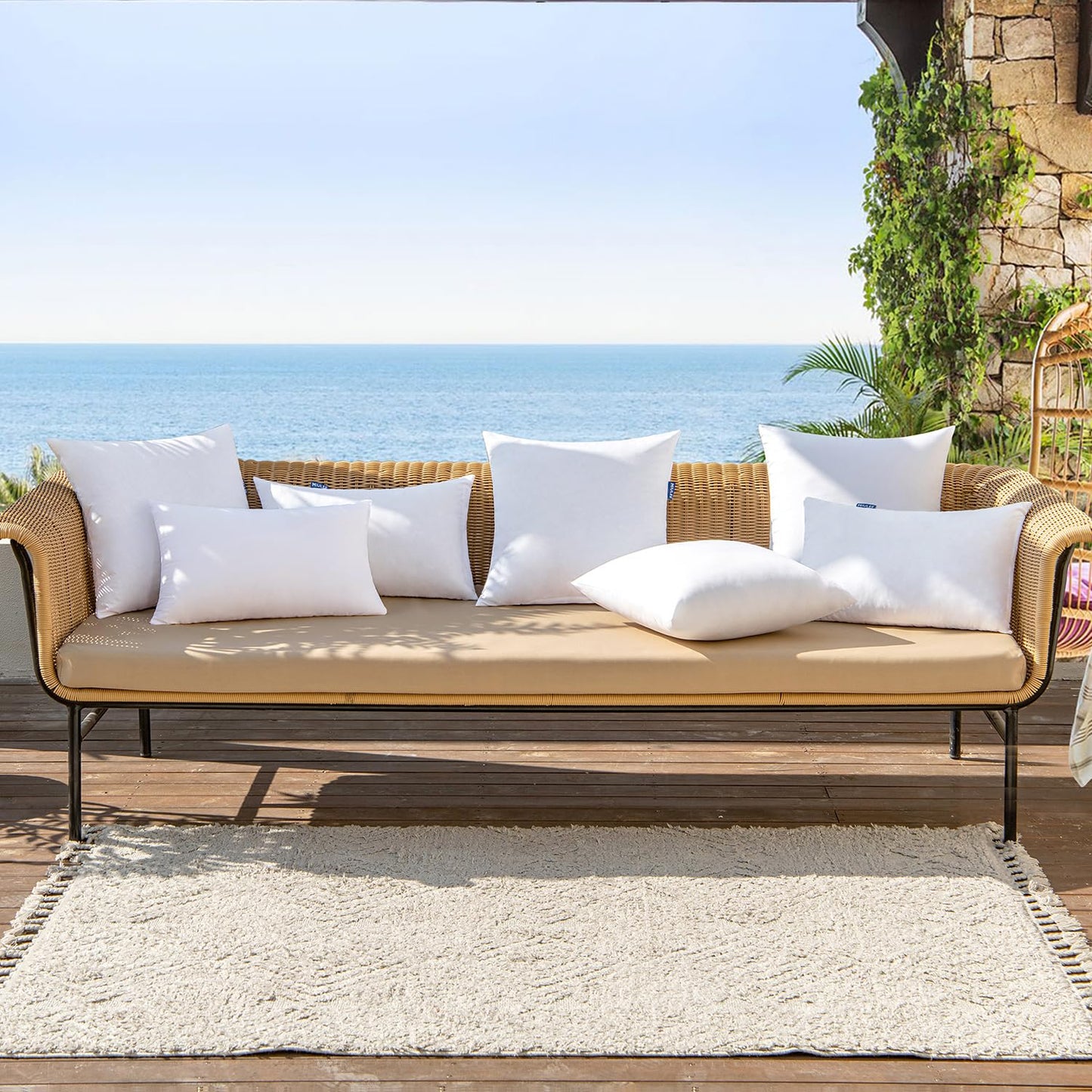 MIULEE Pack of 2 12x20 Outdoor Pillow Inserts, Outdoor Throw Pillows Water-Resistant Decorative Premium Lumbar Pillow Stuffer Sham for Porch Swing Couch Sofa Cushion Patio Furniture