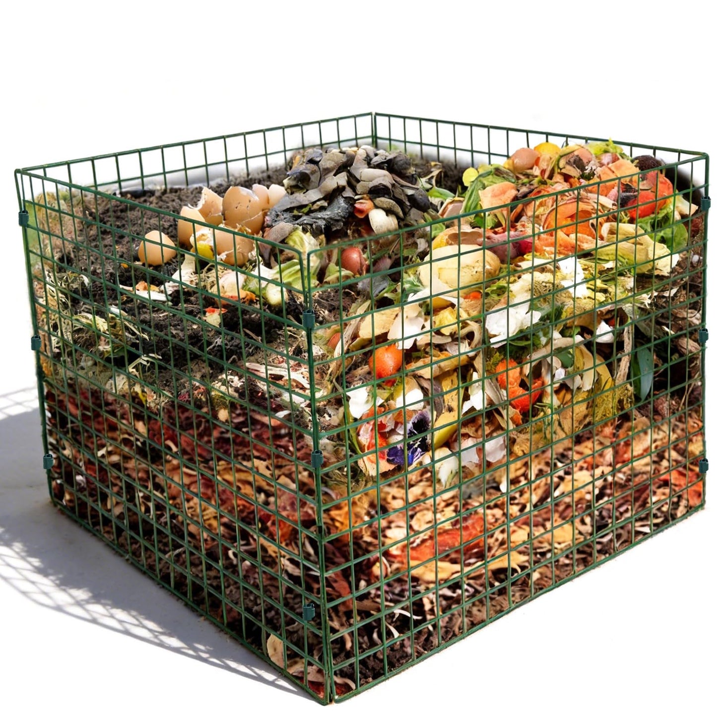 Large Compost Bin Outdoor, Square Mesh Garden Wire Compost Bin for Stacking Leaves and Yard Waste Green 36X36X28 Inches
