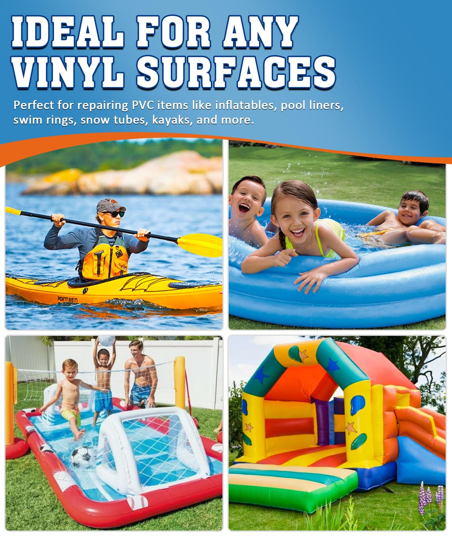 EPN Air Mattress Patch Kit, Waterproof Vinyl Pool Liner Repair Kit for Inflatables, Air Mattress, Swimming Ring, Tent, Bounce House, Inflatable Toys, Hot Tub, PVC Boat, Raft, Kayak (80 ML)