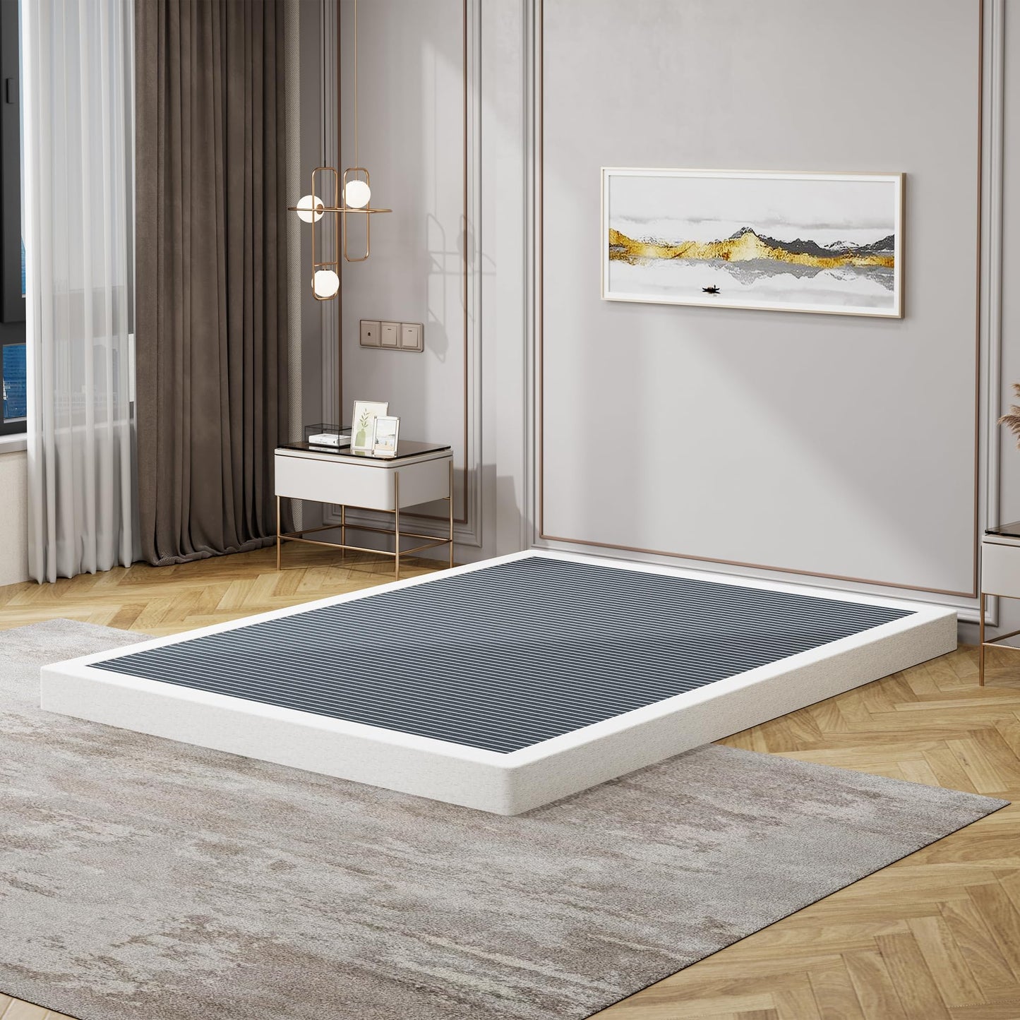 Snaye Low Profile King Box Spring 3 Inch, 3000lbs Heavy Duty Box Spring King Size Bed Base Metal Mattress Foundation, Easy Assembly, Noise Free