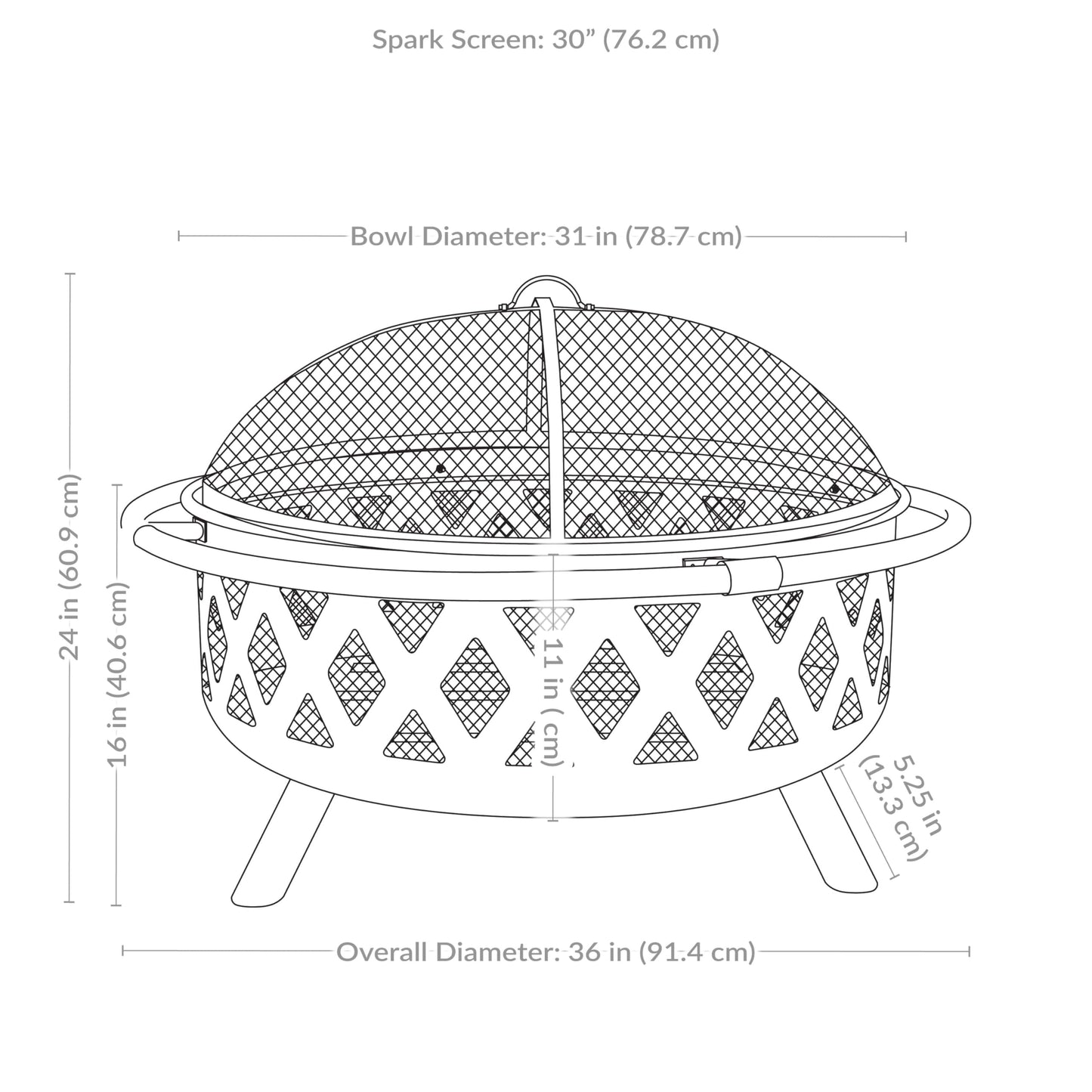 Sunnydaze Crossweave Outdoor Fire Pit - Wood-Burning Fire Pit for Outside with Spark Screen, Poker and Round Cover - 36-Inch - Black