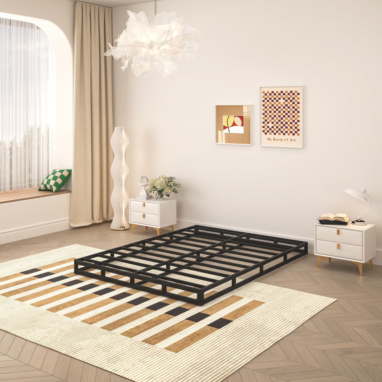 TROZULER 5 Inch Box Spring for Queen Bed, Heavy Duty Metal Mattress Foundation, 3000 lbs Capacity, Low Profile, Noise-Free, Easy Assembly with Fabric Cover