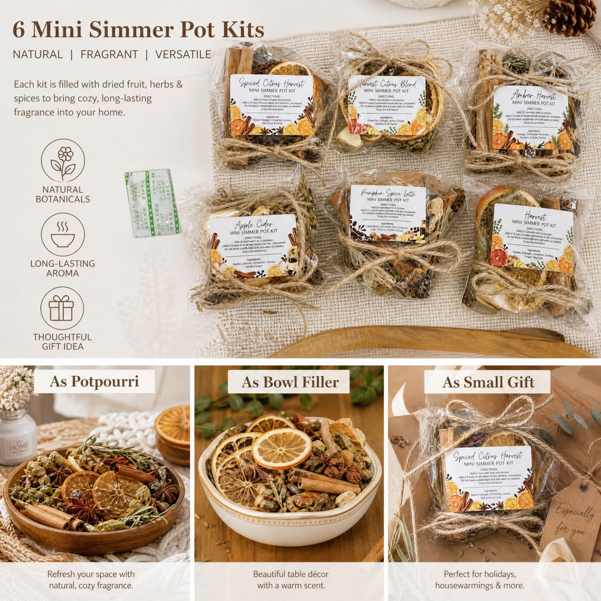 Naucoos 6 Pack Fall Simmer Pot Potpourri, Stovetop Potpourri Bag, Diversity