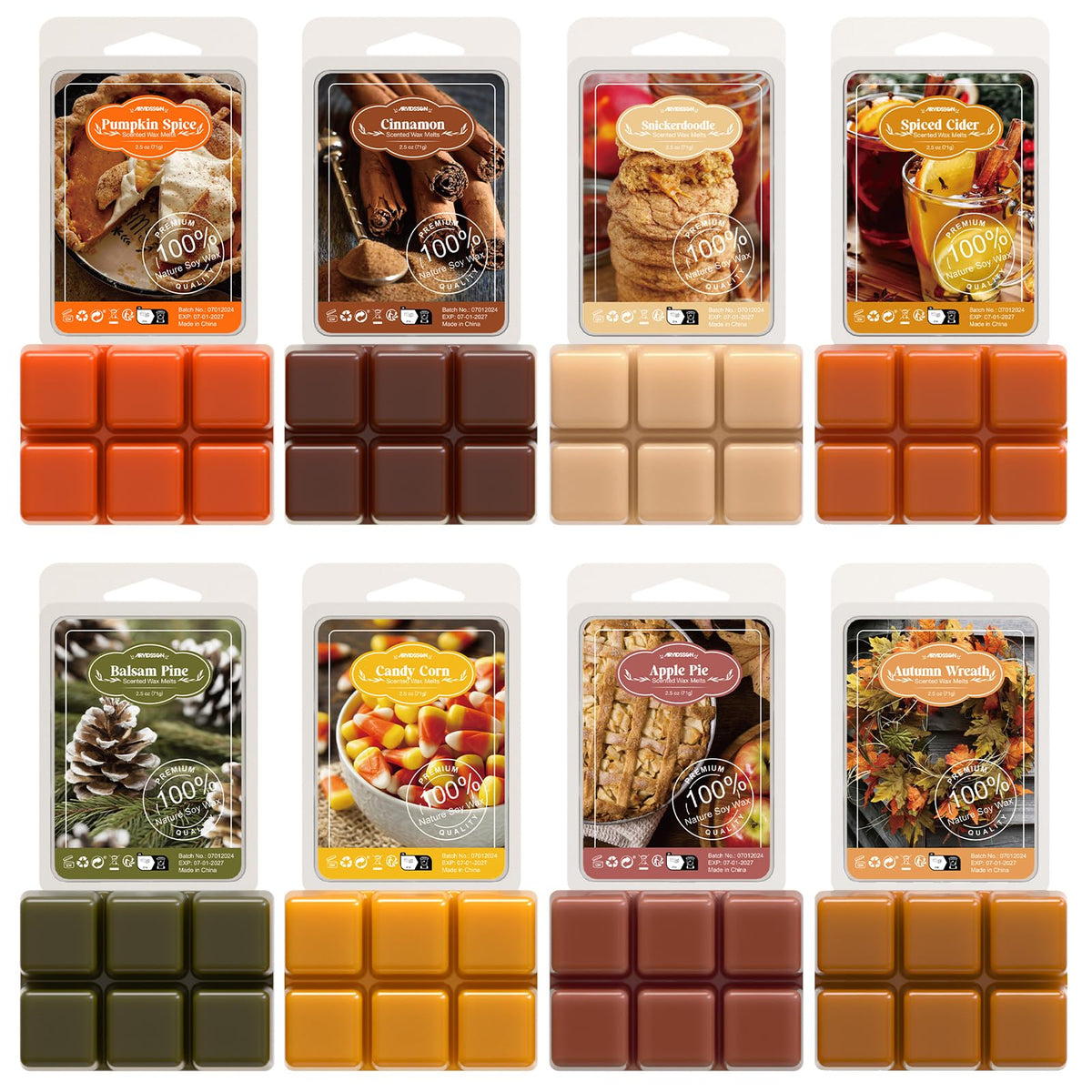 ARVIDSSON Fall Scented Wax Melts, Natural Autumn Wax Cubes for Wax Warmer