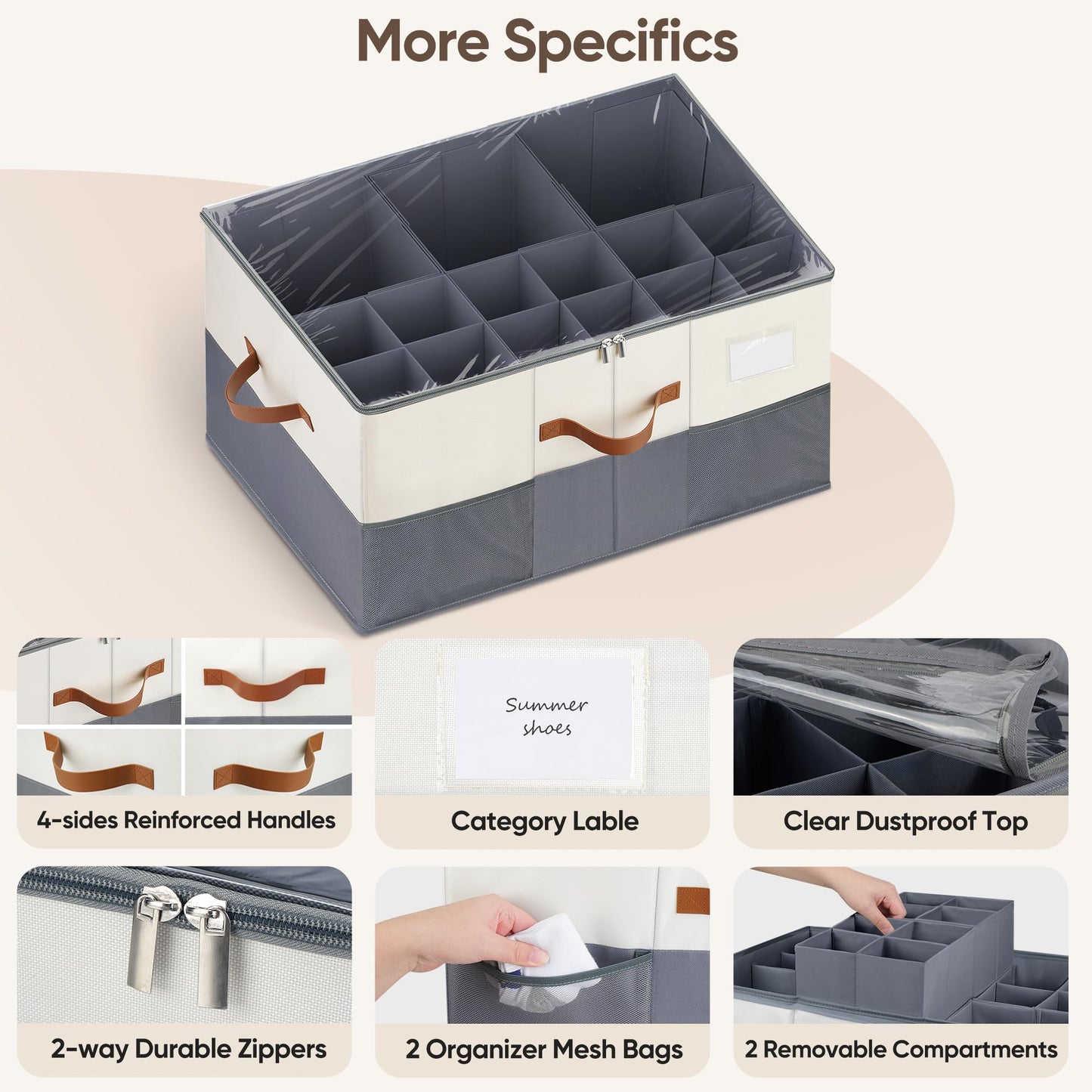 MSTONAL Shoe Organizer for Closet, Adjustable Storage Box Holds 24 Pairs