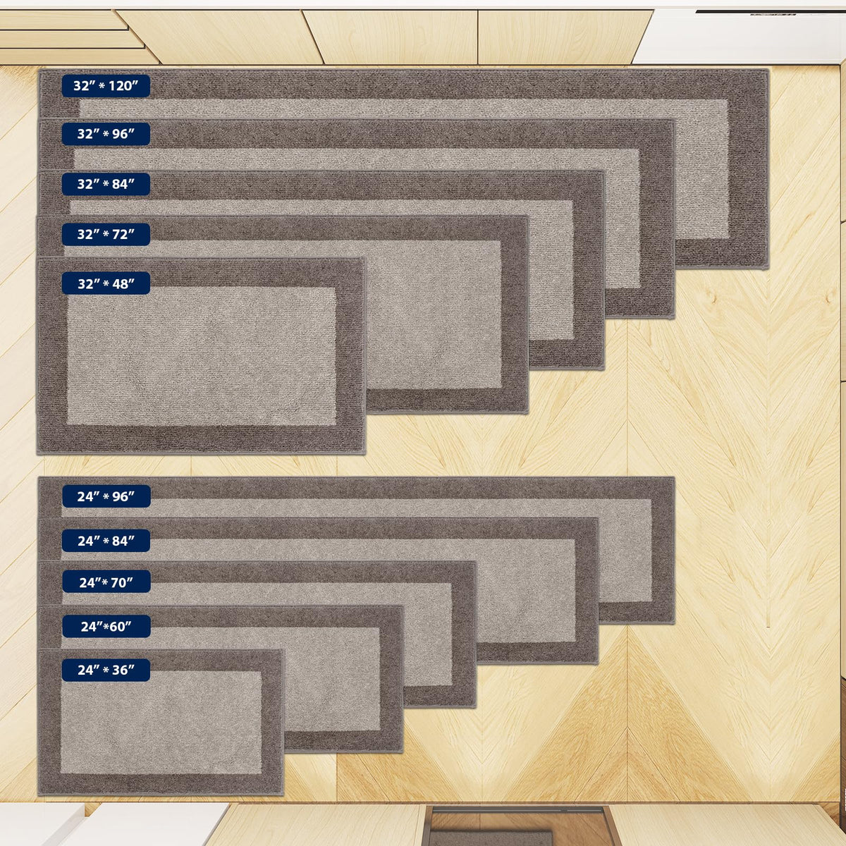 DOMUSTEX Runner Rug 32" x 72", Kitchen Rug for Hallway, Door, Roll Packing