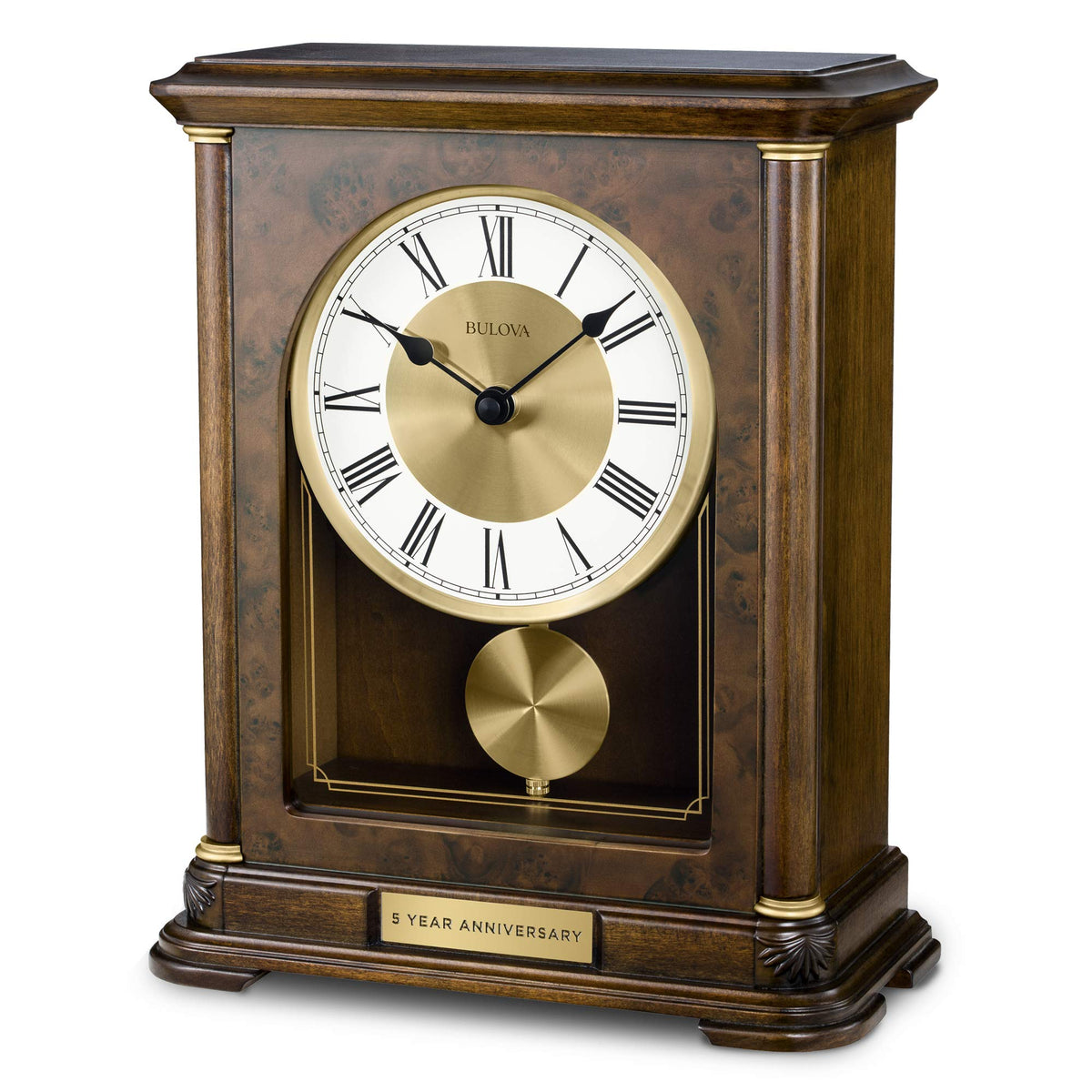 Bulova B1860 Vanderbilt Mantel Clock, Warm Walnut 12.25 x 9 x 4.75