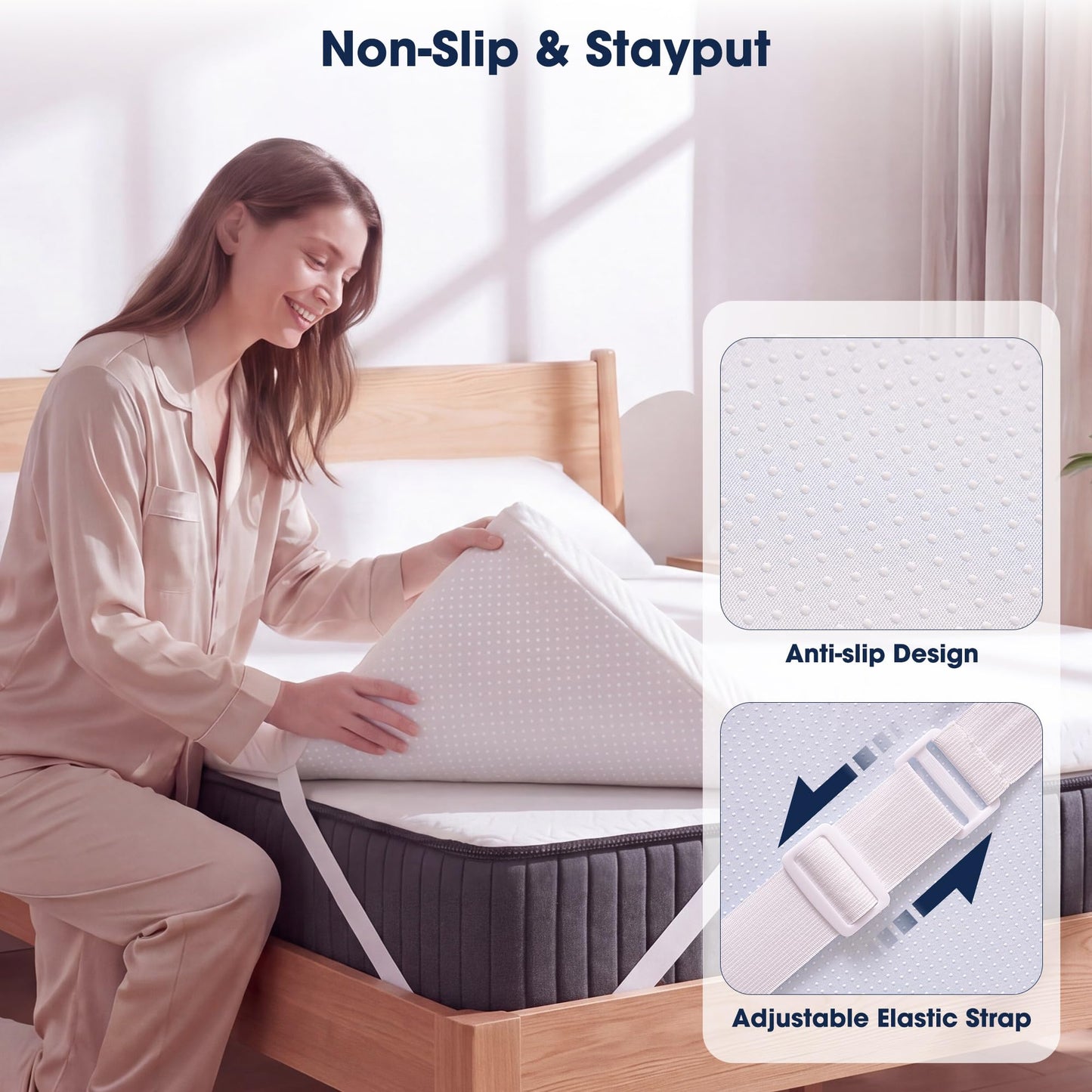 VALUXE 3 Inch Gel Memory Foam Mattress Topper King Size High Density Cooling Pad Pressure Relief Bed Topper (with Removable & Bamboo Cover)