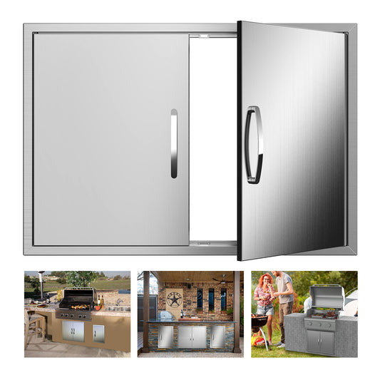 Outdoor Kitchen Doors 30W x 23H Inch, Double BBQ Access Doors 304 Stainless Steel for Outdoor Kitchen Cabinet Grill Station or BBQ Island