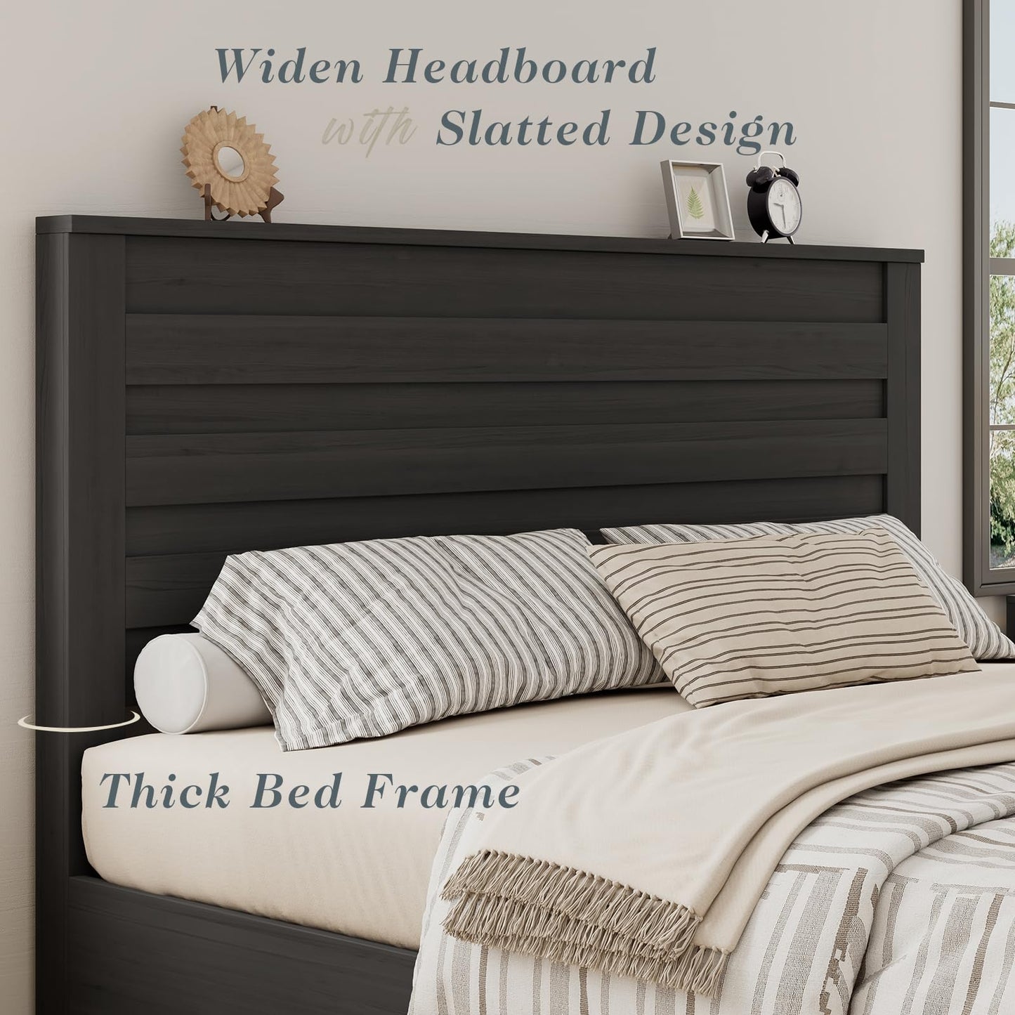 Albott Farmhouse Queen Platform Bed with 49" Headboard & Footboard
