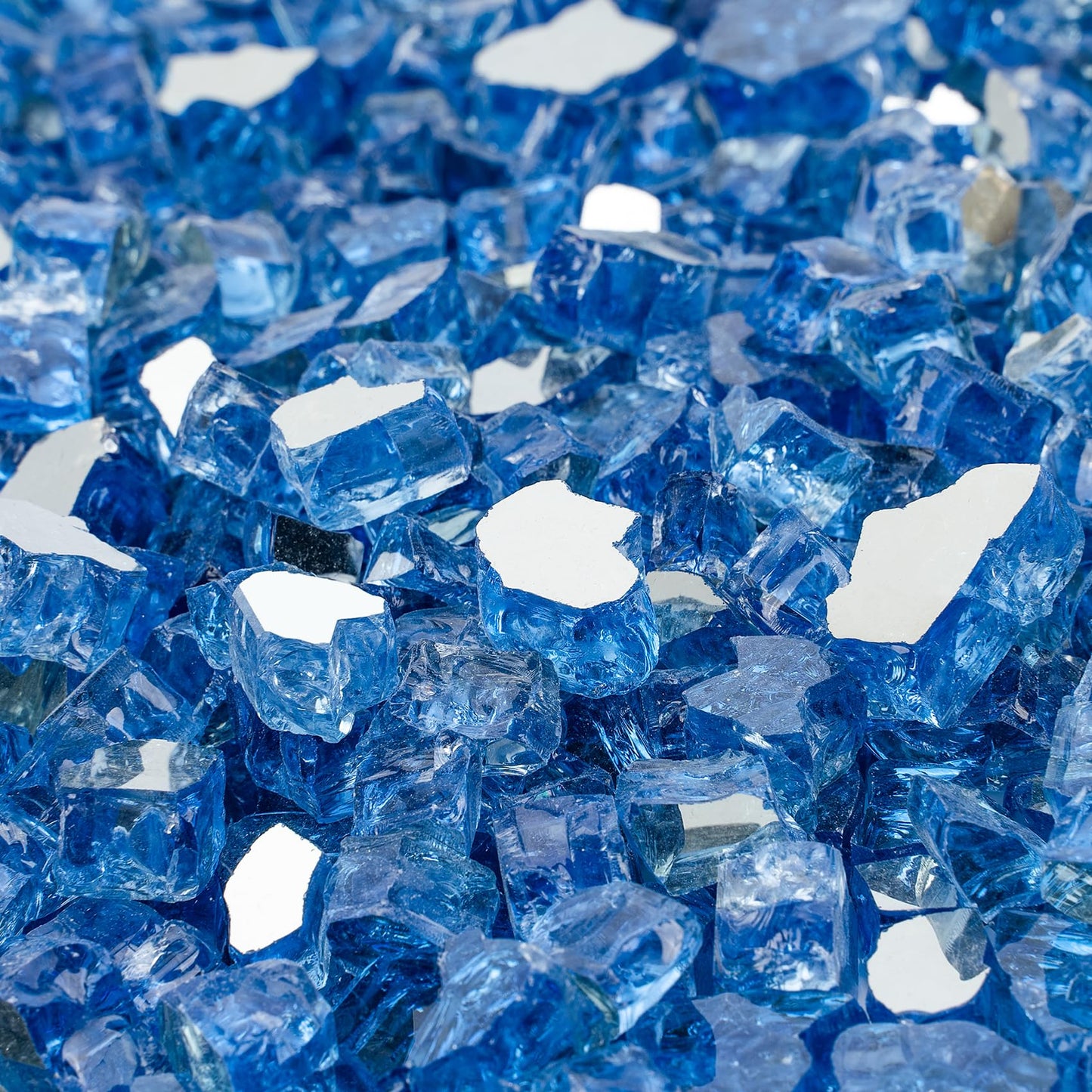 Mr. Fireglass 10lb High Luster Fire Glass, 1/4 Inch Reflective Pacific Blue