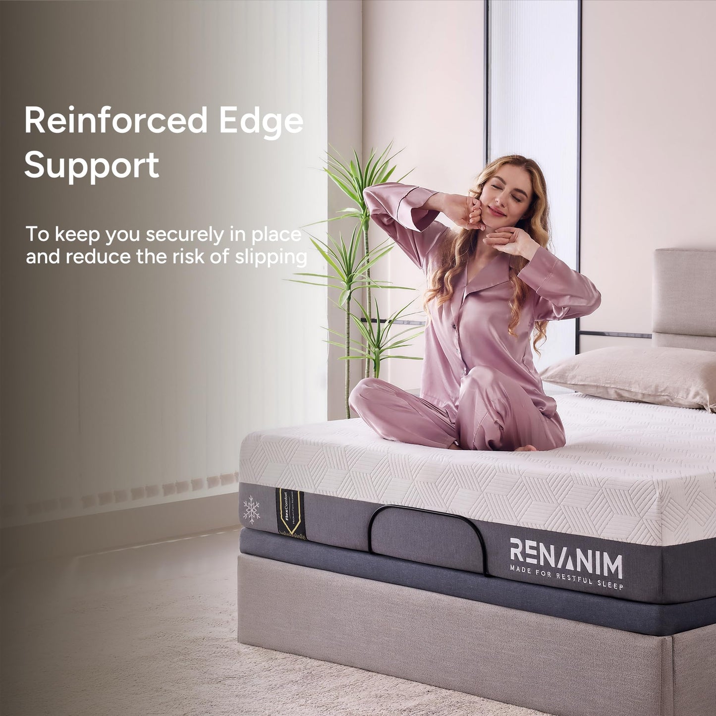 Renanim Hybrid Mattress Split King - Firm Cooling Gel Memory Foam W/Individual Pocket Springs - Breathable Supportive Pressure Relief Split King Mattress in a Box - Fiberglass Free Bed Mattress
