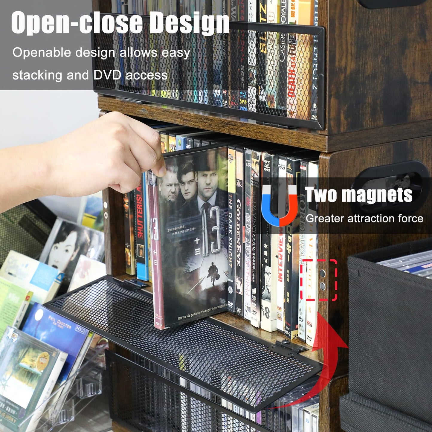 PUTNATRUE DVD/Blu ray Storage Rack, 2 Pack DVD Holders Hold Up To 56 DVDs (28 Each), Stackable DVD Tower also Used for CDs, Video Game Cases, Vhs Taps, Desktop Organizer of Music and Movie Discs