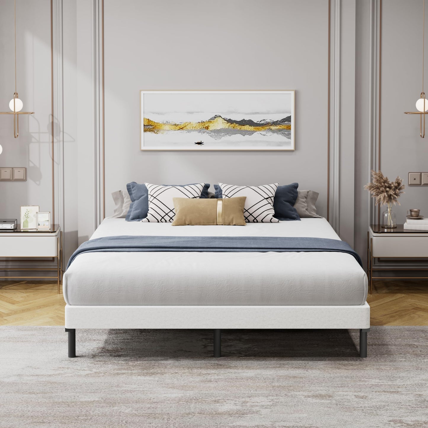 Snaye Low Profile King Box Spring 3 Inch, 3000lbs Heavy Duty Box Spring King Size Bed Base Metal Mattress Foundation, Easy Assembly, Noise Free