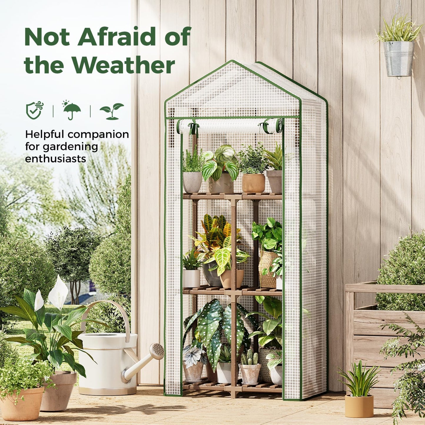 Bamworld Greenhouse for Outdoors Small Plant Green House 3-Tier Rack Stand Portable Greenhouses with Durable PE Cover for Seedling Ideal Gardening Gifts for Women Plants Lover