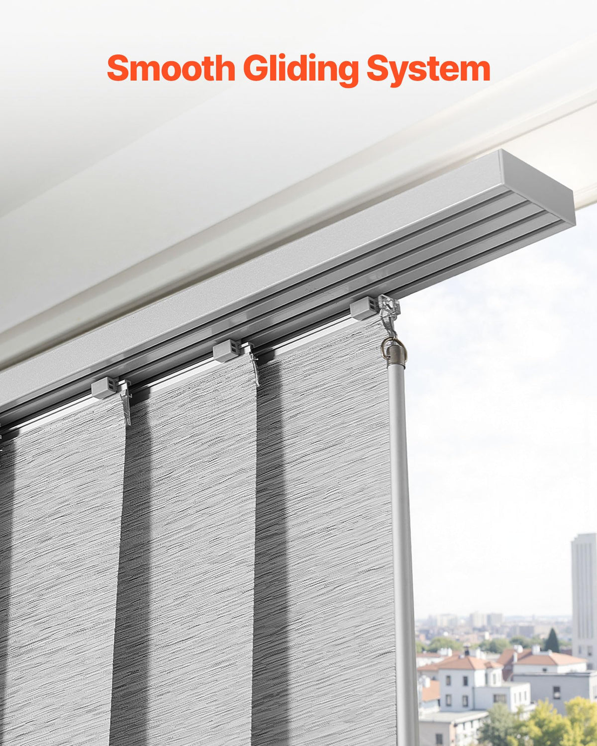 VEVOR Panel Track Blinds, Extendable Track from 45.8 in to 86 in W, Trimmable Panel Curtains Up to 96 in H, Adjustable Vertical Panel Blinds for Sliding Doors, Patio Doors, Room Divider, Window, Gray