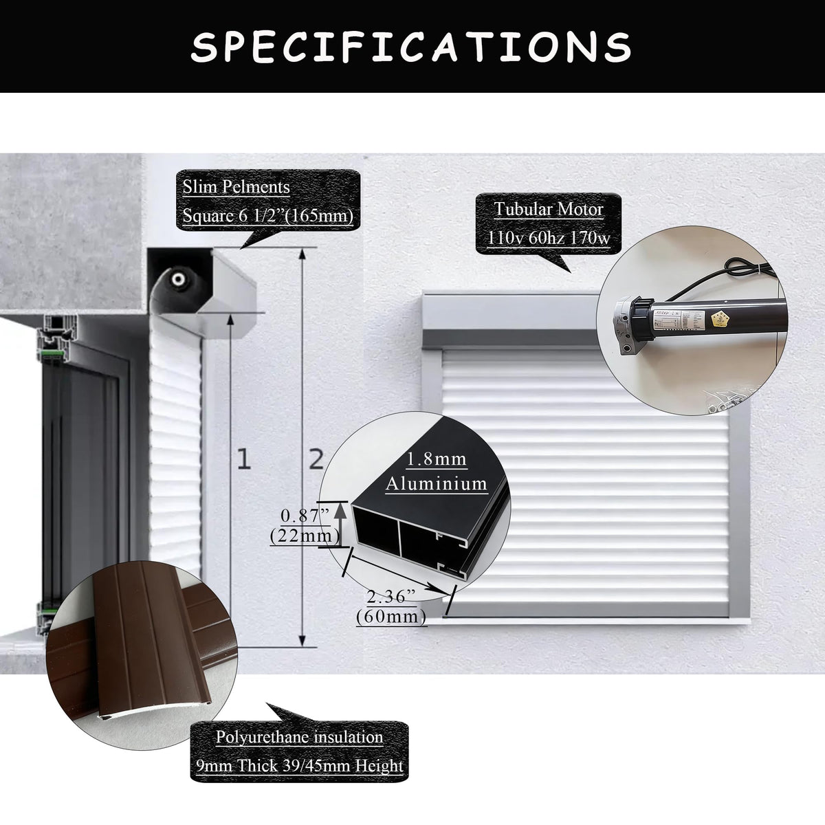 ObegShare Window Shutter Exterior Rolling Shutters Hurricane Panels Metal Security Outdoor (Brown)