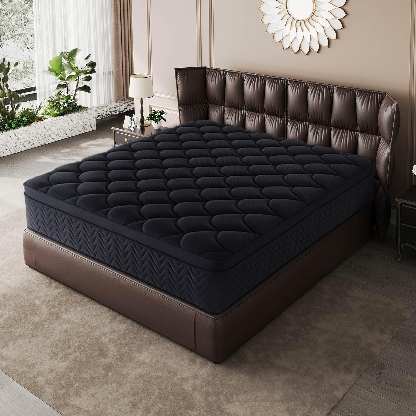 QOFYU 12 Inch Full Size Mattress 54”Wx75”L, Black Individual Pocket Spring Innerspring Mattress with Motion Isolation & Pressure Relief, Mattress in a Box