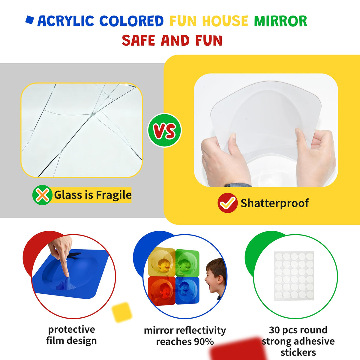 Whimtoyland 4PCS Sensory Mirror for Kids, Gift for Autistic Boys & girls