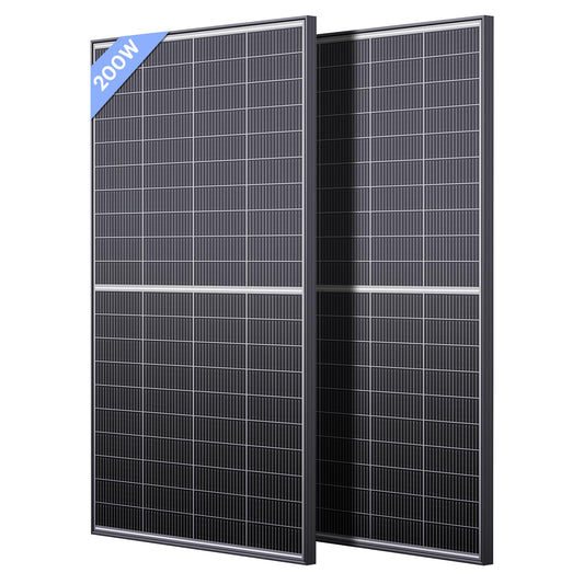 Callsun N-Type 16BB 400W Bifacial Solar Panel, 2Pcs 200 Watt Solar Panel 12V, 25% High Efficiency, Dual-Module Parallel Anti-Shade Design, for RV Van Marine Home Rooftop Off-Grid Systems