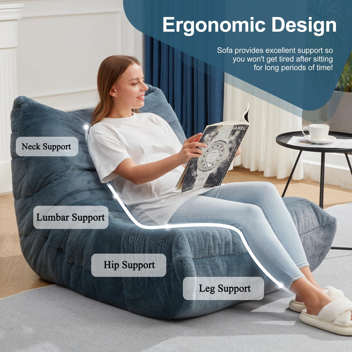 Hobestluk Big Bean Bag Chairs for Adults Fireside BeanBag Couch Togo Sofa