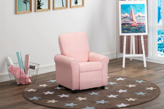 Olive & Opie Jordan Kids/Toddler Push Back Recliner Chair, Lounge Sofa for Boys & Girls Ages 3 and Up, Soft Upholstery, Wooly Pink