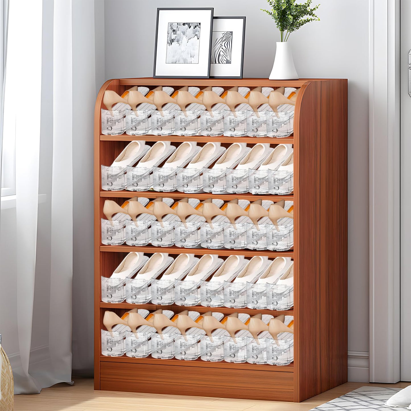 MOVDEET Shoe Slots Organizer,36 Pack Transparent Shoe Stacker Adjustable Shoe Slot Organizer Space Saver Shoe Rack Holder Shoe Storage Organizers for Closet,Transparent