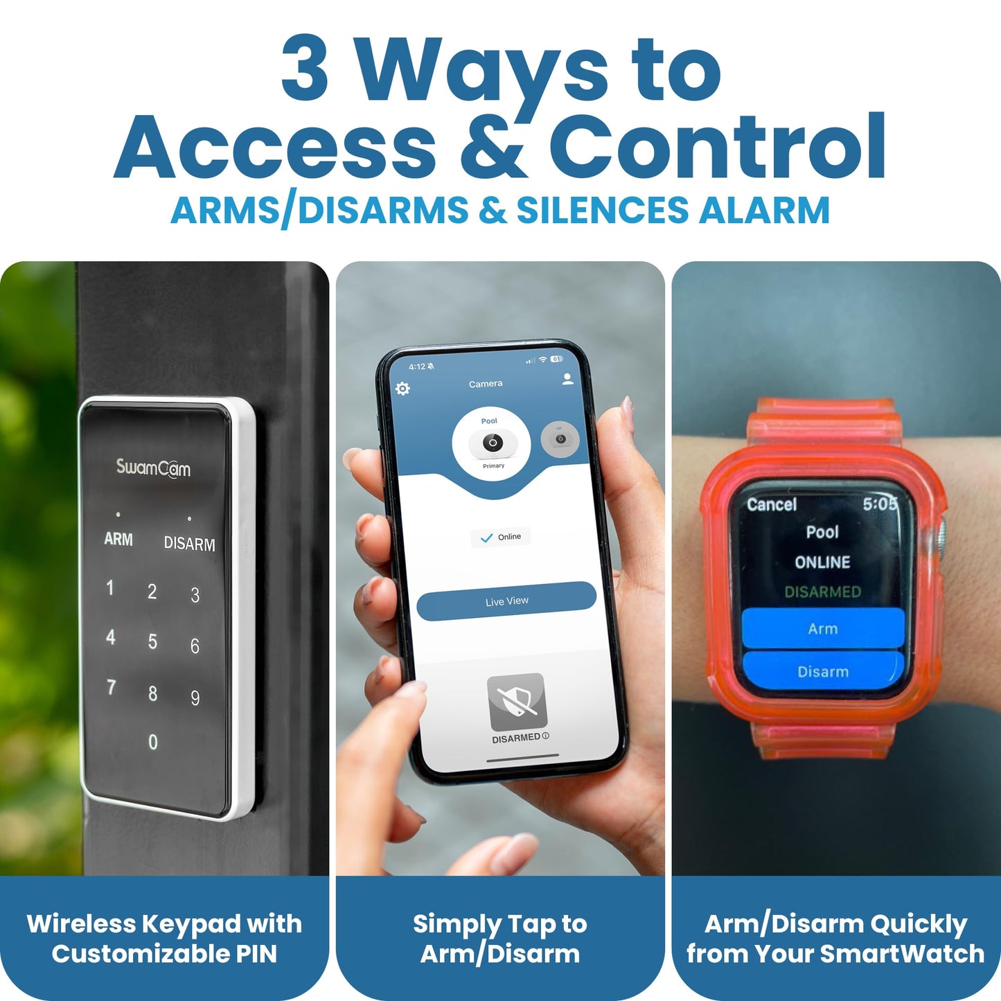 SwamCam Pool Alarm Wi-Fi Camera System – ASTM F2208 Certified – Smart Pool Safety for In-ground & Above-Ground Pools – Real-Time Alerts, Live View, Built-in Wi-Fi Repeater