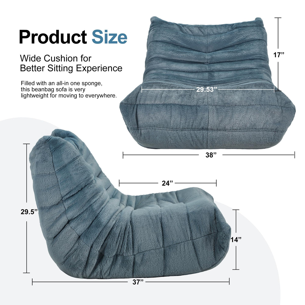 Hobestluk Big Bean Bag Chairs for Adults Fireside BeanBag Couch Togo Sofa