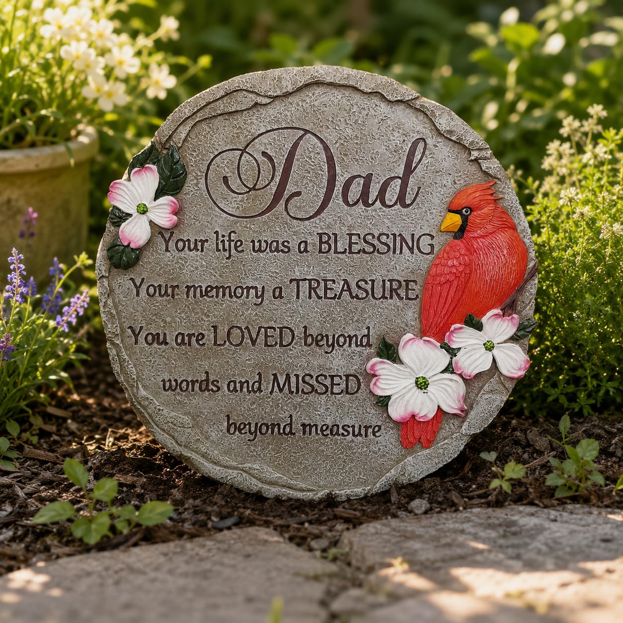 Dad Memorial Stone - Your Life was a Blessing Garden Stepping Stones Memorial Gifts for Loss of Dad Grave Decorations Cemetery Sympathy Gifts for Loss of Father