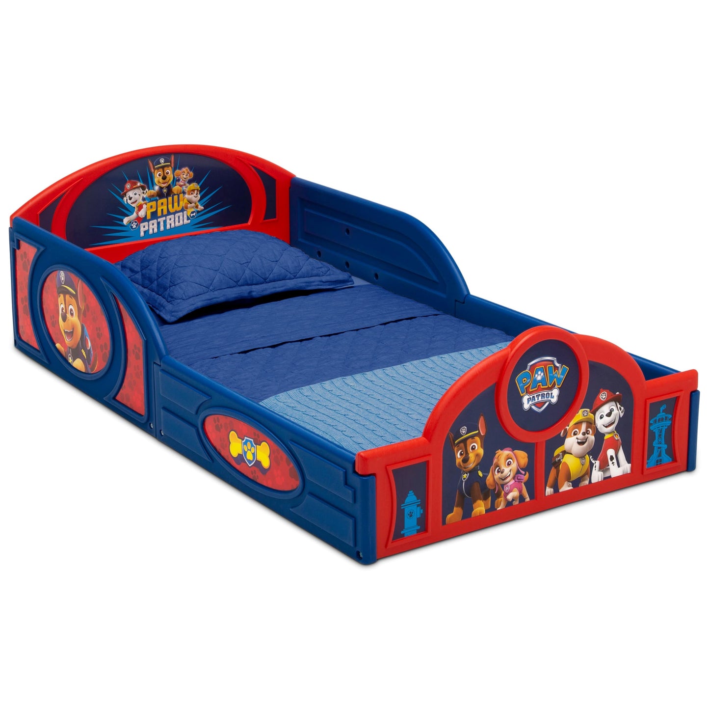Delta Children - PAW Patrol 4-Piece Toddler Room-in-a-Box Set – Includes Sleep and Play Toddler Bed, Table, 1 Chair and Toy Box, Blue