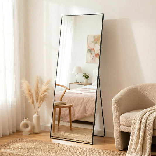 Full Length Mirror with Stand, Full Body Standing Mirror-71"x28", Black