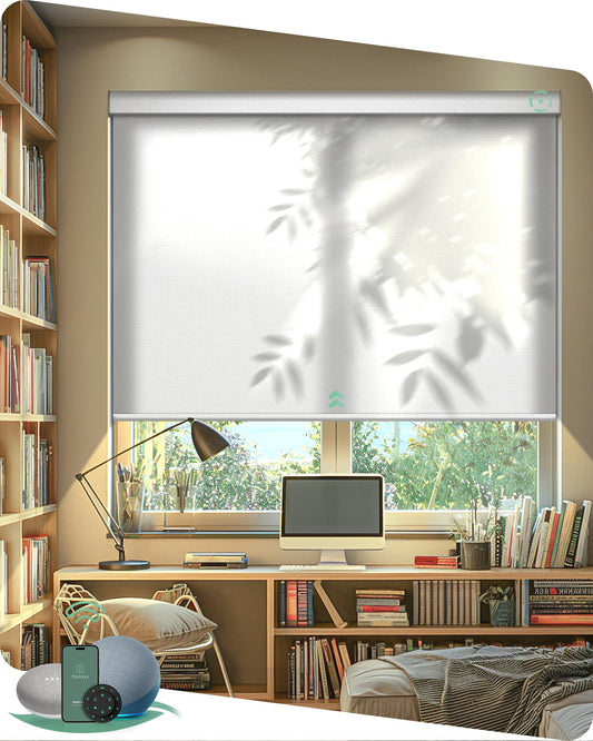 Yoolax Motorized Blinds with Remote, Light Filtering Smart Window Blinds