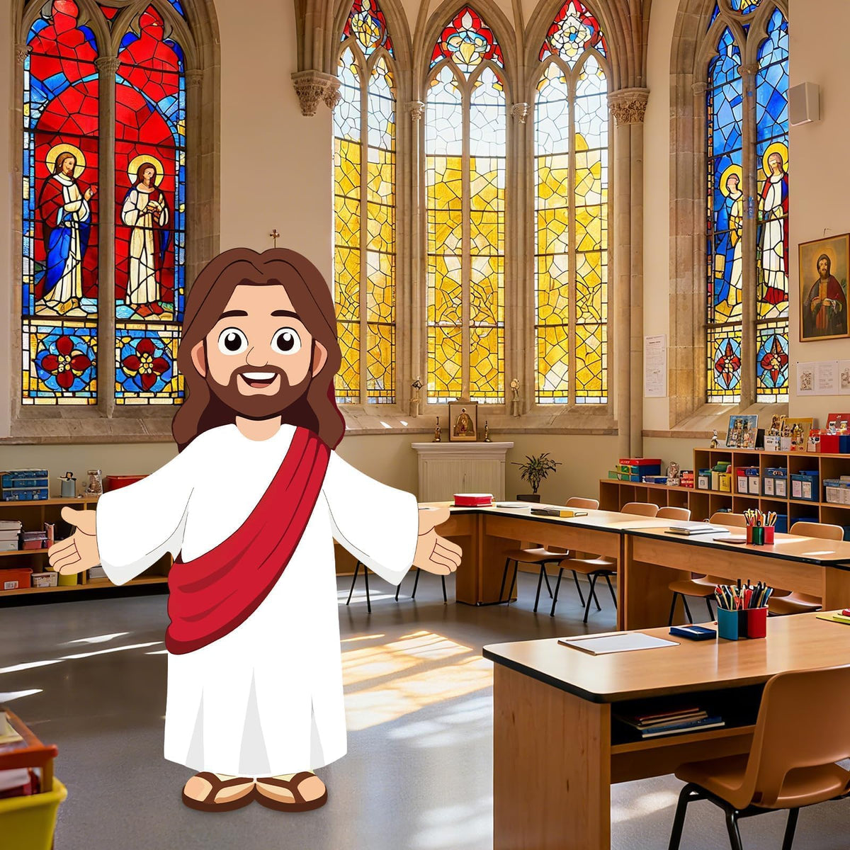 APUDWN 4 Ft Christ Jesus Cutout Stand Up Christmas Party Decor