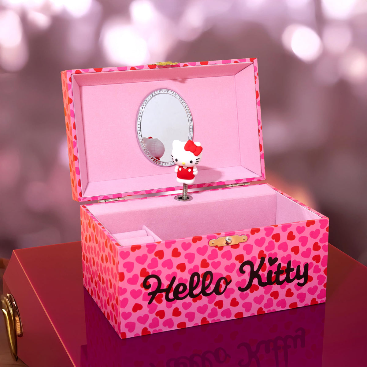 Get Trend Hello Kitty Sanrio Musical Jewelry Box for Girls Teens Women Kawaii Wind Up Music Box Jewelry Organizer Ring Holder Gifts for Women (Pink Hello Kitty)