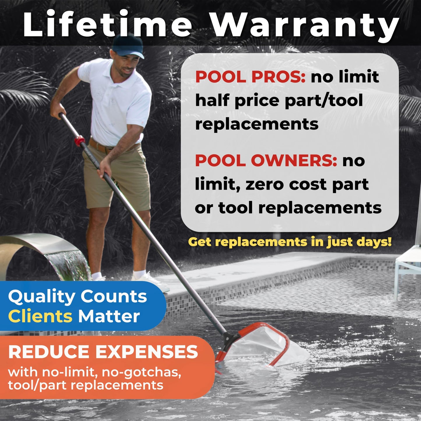 ProTuff 490 Promise 17.5in Pro Pool Silt Net, Fine Mesh, Cloudy Water