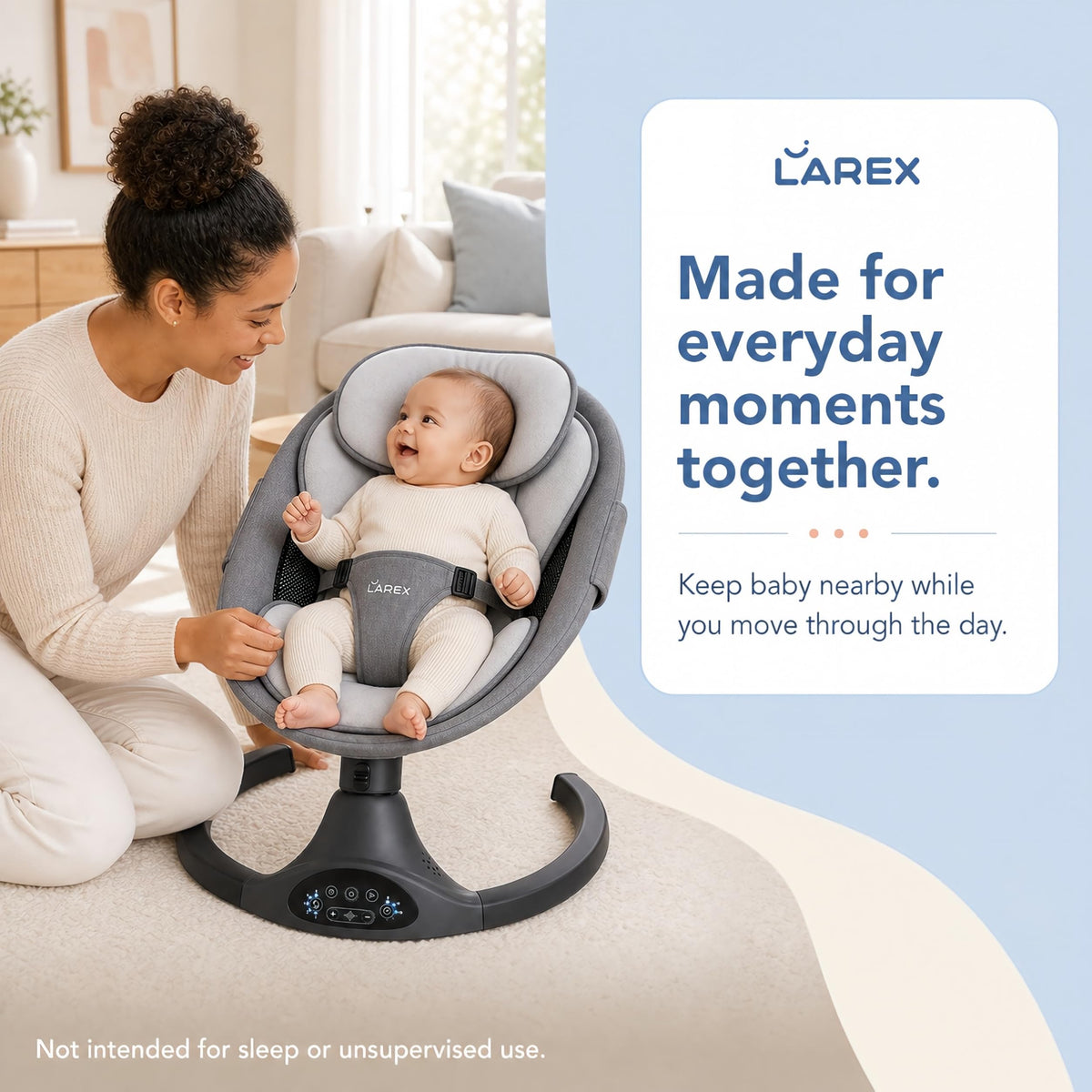LAREX Baby Swing for Infants to Toddler with Remote Control & Bluetooth