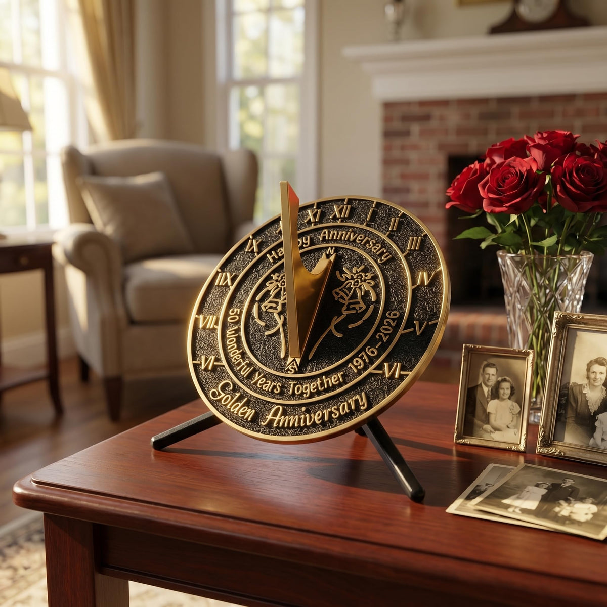 Morgtta Brass Sundial with Pedestal for 50th Wedding Anniversary