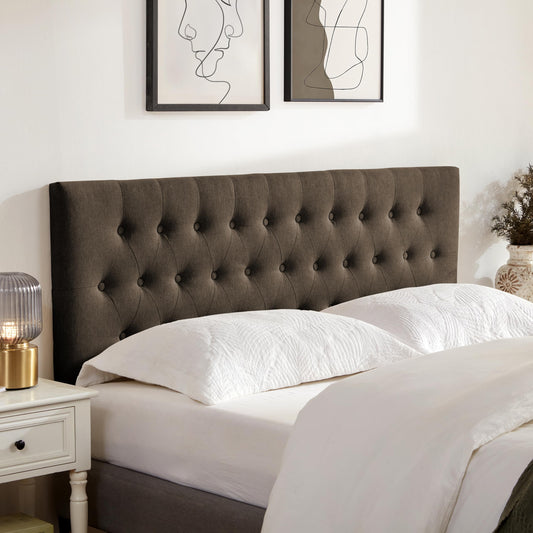 Huatean Home Tufted Upholstered Headboard California King, Solid Wood Head Board with Durable Metal Legs, Adjustable Height Bed headboard from 37” to 51” Fabric Headboard in Button Design, Chocolate