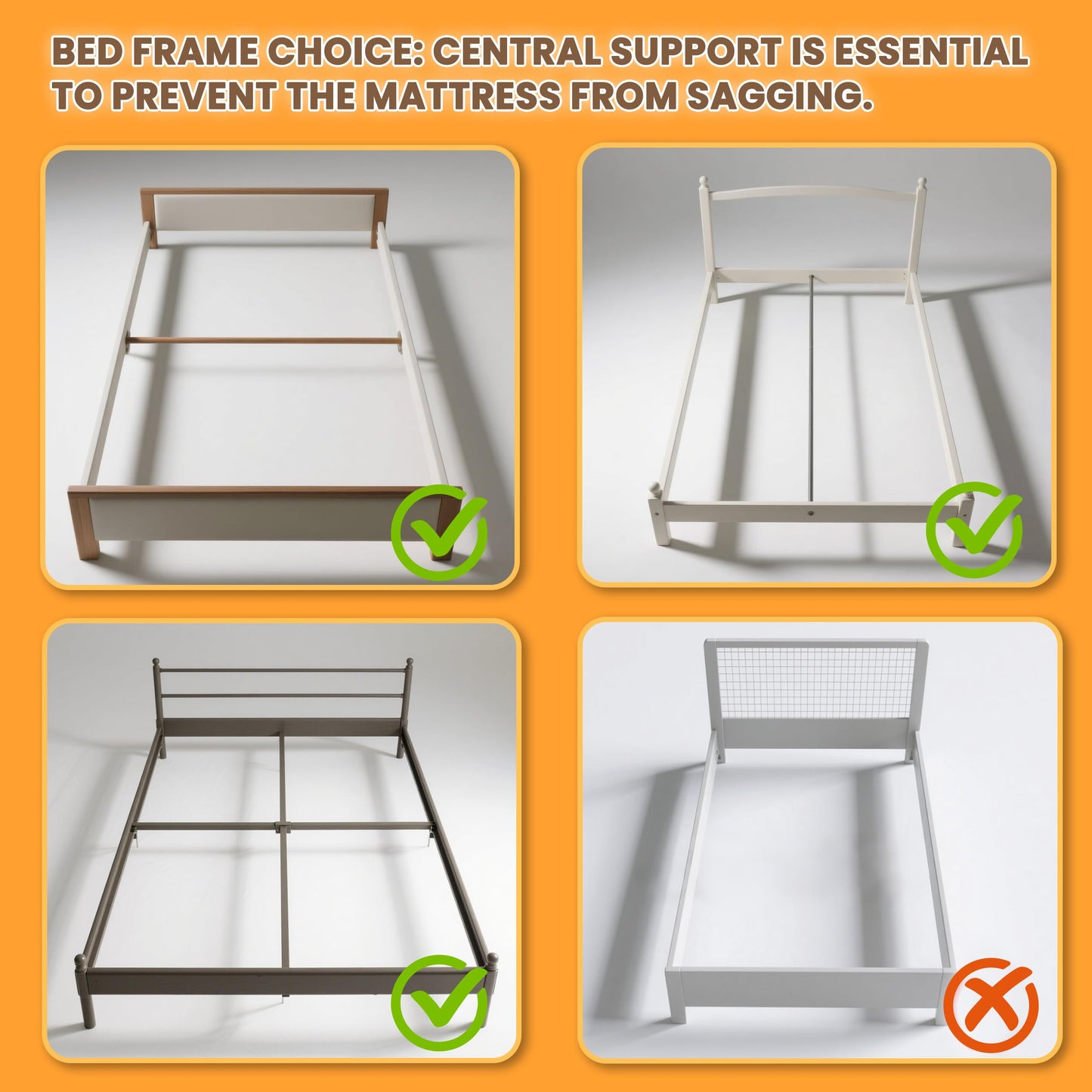 2 Inch Full Metal Box Spring with Round Corners, Low Profile bed slat