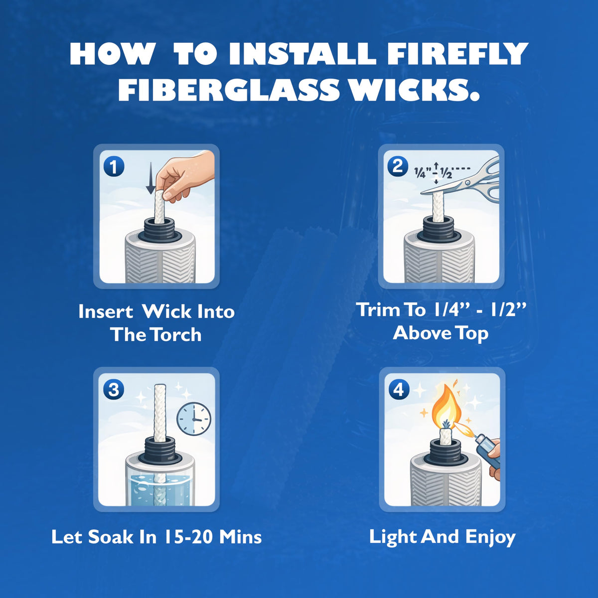 Firefly - Fiberglass Tiki Torch Wicks - 6 Pack Replacement