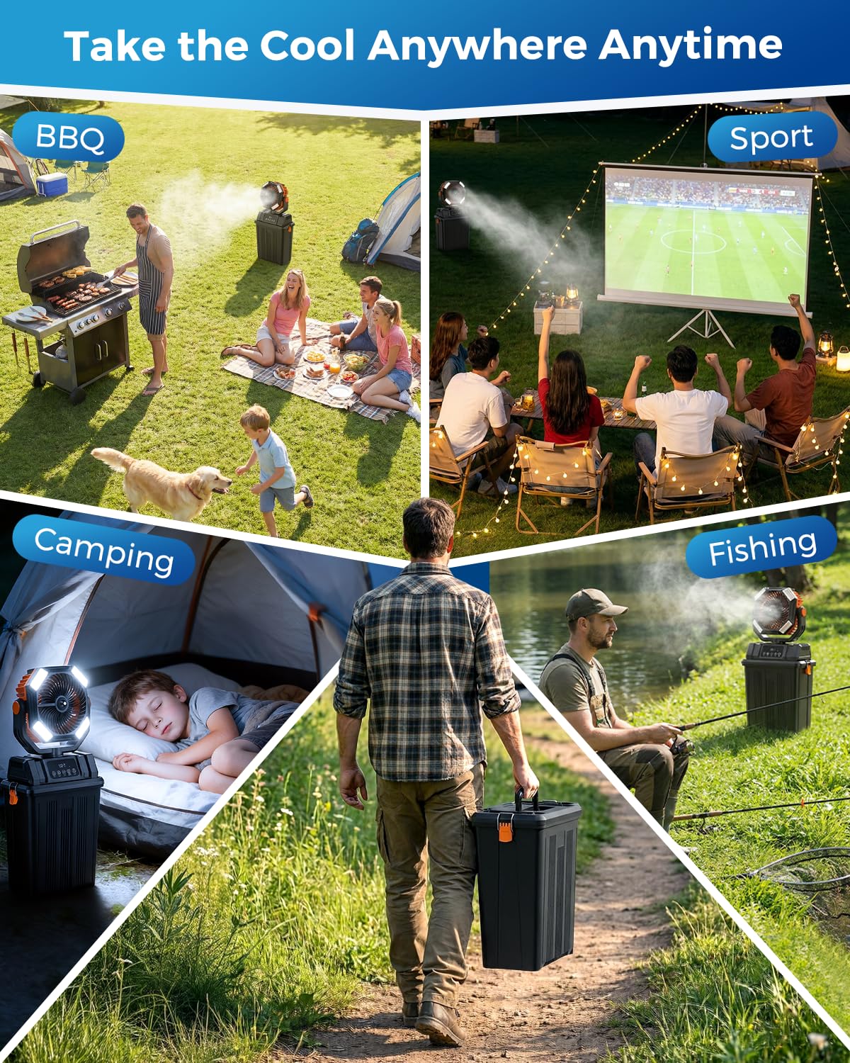 Etholzon 40000mAh Misting Fans for Outside, 15L Large Tank Portable Misting Fan, Battery Powered Outdoor Mister Fan with Remote & LED Light, Wide 270° Coverage for Camping Patio Backyard
