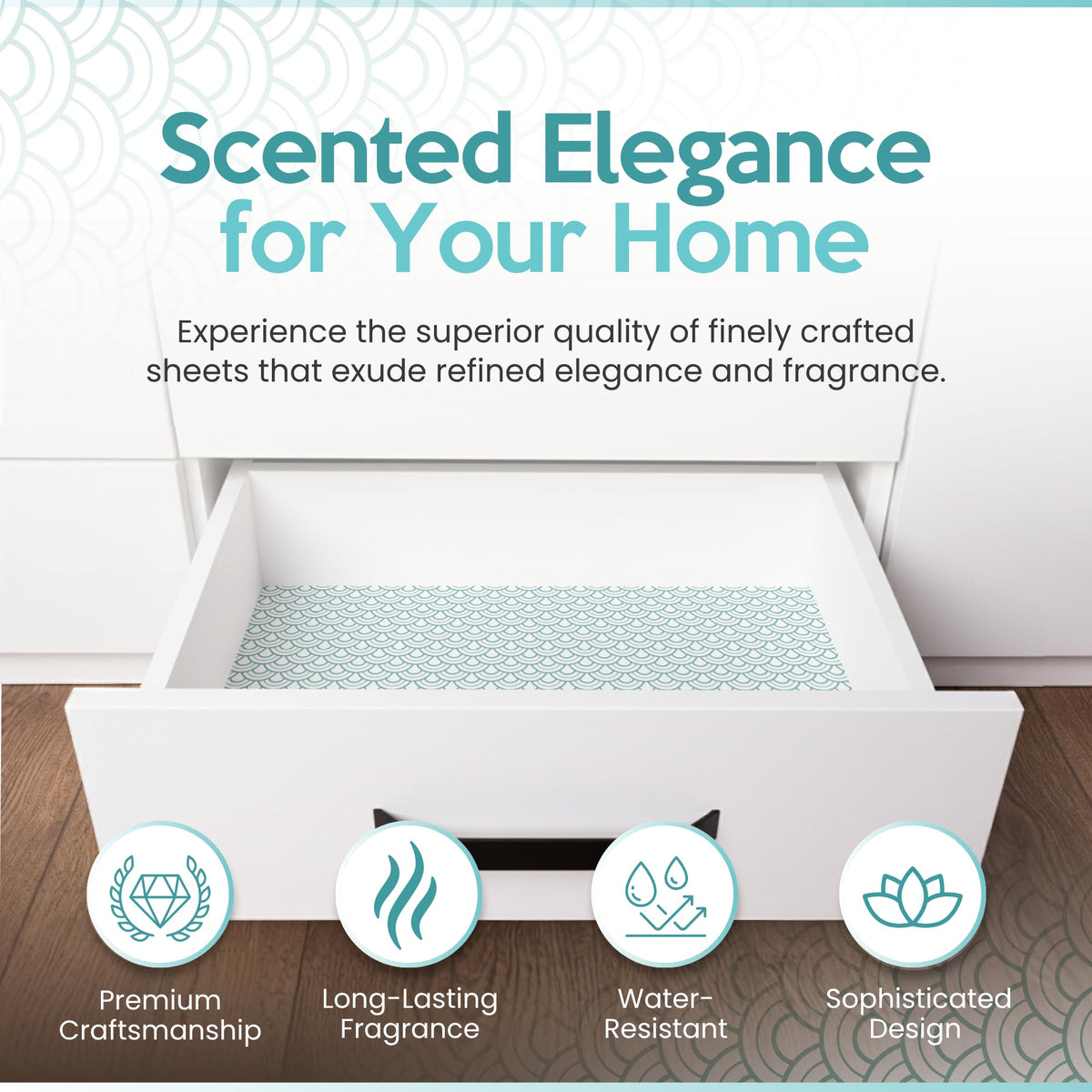 Fresh Linen Scented Drawer Liners for Dresser Drawers (10 Large Sheets, 19.7" x 14.4") - Non Adhesive Drawer Paper Liner for Bedroom Dresser & Closet Shelves by Linda’s Essentials