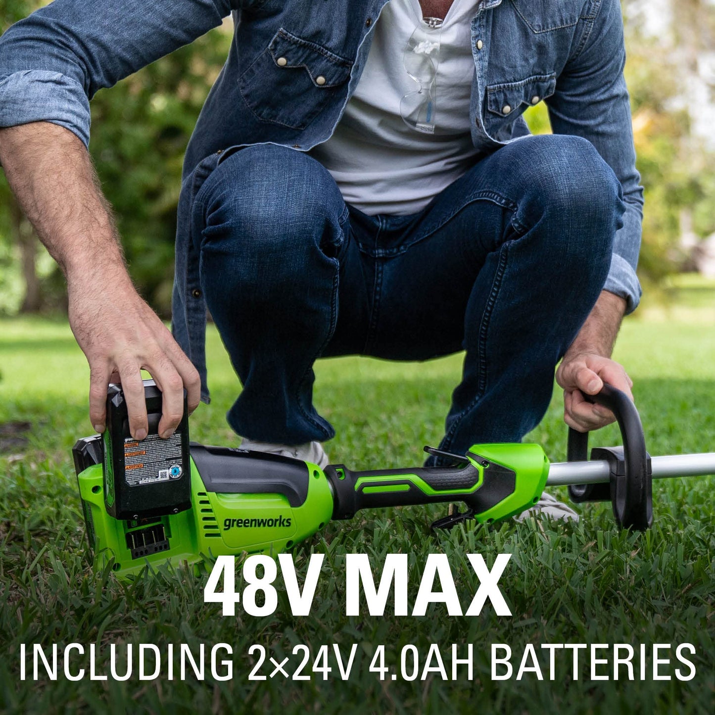 Greenworks 48V (24V x 2) 8-Inch Brushless Cordless Edger, (2) 4Ah Batteries & 4A Dual Port Fast Charger for Sidewalk Driveway Lawn Edging