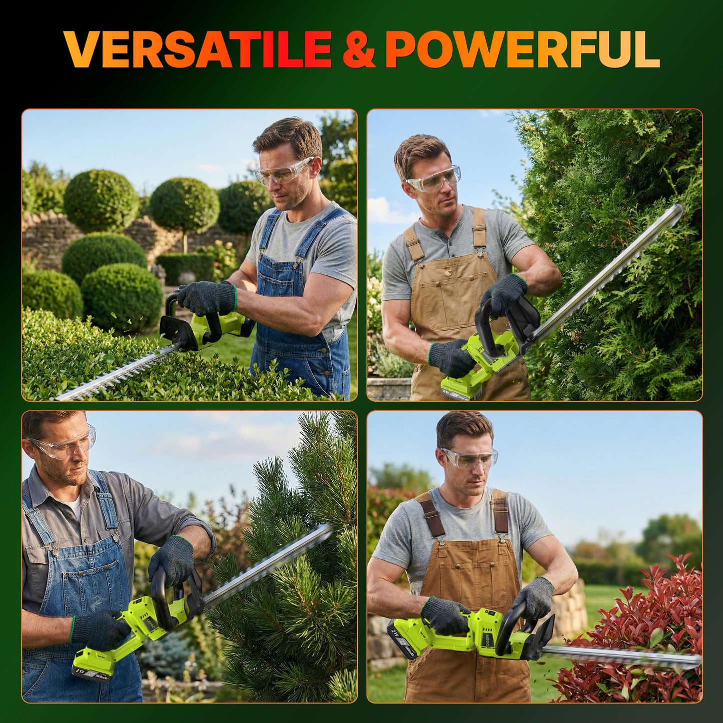 OGERY 20-Inch Brushless Cordless Hedge Trimmer with 2×3.0Ah Battery, 21V Electric Bush & Shrub Trimmer with Display, 2-Speed Control, 180° Rotatable Handle, Dual-Safety Switch for Garden Yard Care