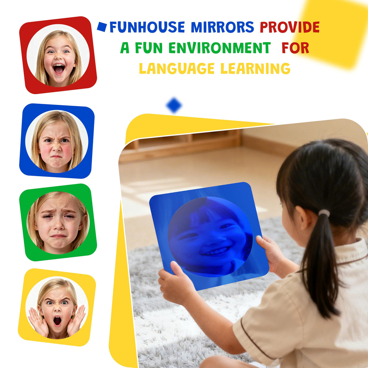 Whimtoyland 4PCS Sensory Mirror for Kids, Gift for Autistic Boys & girls
